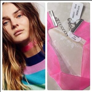 Free People Sweet Nothing Pink Ribbon Choker